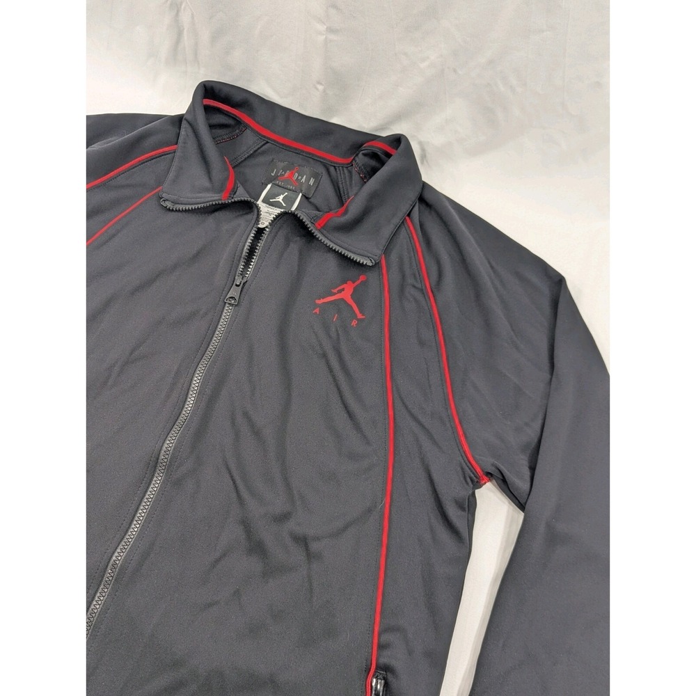 Jordan Men's XL Track Jacket Black Red Piping Full Double Pockets‎ Excellent